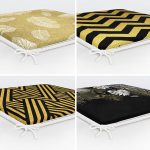 - RealHomes Fermuarlı Sandalye Minderi - Realhomes 4'lü Renkli Zemin Üzerinde Gold Detaylı Geometrik Desenli Modern Fermuarlı Sandalye Minderi Seti Realhomes