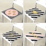 - RealHomes Fermuarlı Sandalye Minderi - Realhomes  4'lü Beyaz Zemin Üzerinde Gold Detaylı Yazılı Modern Fermuarlı Sandalye Minderi Seti Realhomes