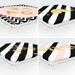 - RealHomes Fermuarlı Sandalye Minderi - Realhomes  4'lü Beyaz Zemin Üzerinde Gold Detaylı Yazılı Modern Fermuarlı Sandalye Minderi Seti Realhomes