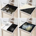 - RealHomes Fermuarlı Sandalye Minderi - Realhomes  4'lü Siyah Zemin Üzerinde Gold Detaylı Modern Fermuarlı Sandalye Minderi Seti Realhomes