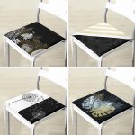 - RealHomes Fermuarlı Sandalye Minderi - Realhomes  4'lü Siyah Zemin Üzerinde Gold Detaylı Modern Fermuarlı Sandalye Minderi Seti Realhomes