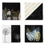 - RealHomes Fermuarlı Sandalye Minderi - Realhomes  4'lü Siyah Zemin Üzerinde Gold Detaylı Modern Fermuarlı Sandalye Minderi Seti Realhomes