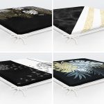 - RealHomes Fermuarlı Sandalye Minderi - Realhomes  4'lü Siyah Zemin Üzerinde Gold Detaylı Modern Fermuarlı Sandalye Minderi Seti Realhomes