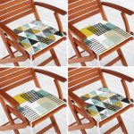 - RealHomes Fermuarlı Sandalye Minderi - Realhomes  4'lü Beyaz Zemin Üzerinde Geometrik Desenli Modern Fermuarlı Sandalye Minderi Seti Realhomes