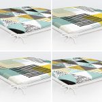 - RealHomes Fermuarlı Sandalye Minderi - Realhomes  4'lü Beyaz Zemin Üzerinde Geometrik Desenli Modern Fermuarlı Sandalye Minderi Seti Realhomes