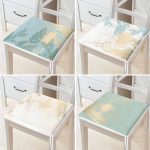 4'lü Renkli Zemin Üzerinde Gold Detaylı Mermer Desenli Modern Fermuarlı Sandalye Minderi Seti Realhomes