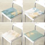 4'lü Renkli Zemin Üzerinde Gold Detaylı Mermer Desenli Modern Fermuarlı Sandalye Minderi Seti Realhomes