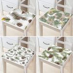 4'lü Yılbaşı Temalı Kozalak Ve Yapraklı Kombin Dijital Baskılı Modern Fermuarlı Sandalye Minderi Seti Realhomes