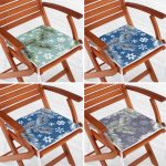 - RealHomes Fermuarlı Sandalye Minderi - Realhomes 4'lü Renkli Zemin Üzerinde Kartanesi Desenli Modern Fermuarlı Sandalye Minderi Seti Realhomes