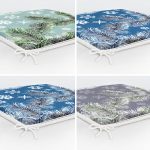 - RealHomes Fermuarlı Sandalye Minderi - Realhomes 4'lü Renkli Zemin Üzerinde Kartanesi Desenli Modern Fermuarlı Sandalye Minderi Seti Realhomes