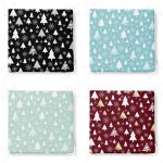 4'lü Renkli Zemin Üzerinde Çamağacı Desenli Modern Fermuarlı Sandalye Minderi Seti Realhomes