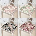 4'lü Renkli Zemin Üzerinde Çiçek Desenli Modern Fermuarlı Sandalye Minderi Seti Realhomes