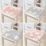 4'lü Renkli Zemin Üzerinde Yaprak Desenli Modern Fermuarlı Sandalye Minderi Seti Realhomes