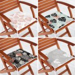 - RealHomes Fermuarlı Sandalye Minderi - Realhomes  4'lü Renkli Zemin Üzerinde Yaprak Desenli Modern Fermuarlı Sandalye Minderi Seti Realhomes