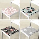 - RealHomes Fermuarlı Sandalye Minderi - Realhomes  4'lü Renkli Zemin Üzerinde Yaprak Desenli Modern Fermuarlı Sandalye Minderi Seti Realhomes