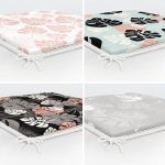 - RealHomes Fermuarlı Sandalye Minderi - Realhomes  4'lü Renkli Zemin Üzerinde Yaprak Desenli Modern Fermuarlı Sandalye Minderi Seti Realhomes