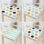 4'lü Beyaz Zemin Üzerinde Gold Detaylı Geometrik Desenli Modern Fermuarlı Sandalye Minderi Seti Realhomes