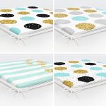 4'lü Beyaz Zemin Üzerinde Gold Detaylı Geometrik Desenli Modern Fermuarlı Sandalye Minderi Seti Realhomes