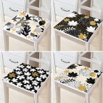 - RealHomes Fermuarlı Sandalye Minderi - Realhomes 4'lü Renkli Zemin Üzerinde Gold Detaylı Yaprak Desenli Modern Fermuarlı Sandalye Minderi Seti Realhomes