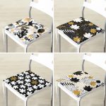 - RealHomes Fermuarlı Sandalye Minderi - Realhomes 4'lü Renkli Zemin Üzerinde Gold Detaylı Yaprak Desenli Modern Fermuarlı Sandalye Minderi Seti Realhomes