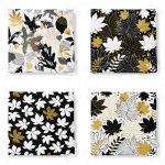 - RealHomes Fermuarlı Sandalye Minderi - Realhomes 4'lü Renkli Zemin Üzerinde Gold Detaylı Yaprak Desenli Modern Fermuarlı Sandalye Minderi Seti Realhomes