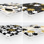 - RealHomes Fermuarlı Sandalye Minderi - Realhomes 4'lü Renkli Zemin Üzerinde Gold Detaylı Yaprak Desenli Modern Fermuarlı Sandalye Minderi Seti Realhomes