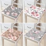 4'lü Renkli Zemin Üzerinde Çiçek Desenli Modern Fermuarlı Sandalye Minderi Seti Realhomes