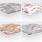 4'lü Renkli Zemin Üzerinde Çiçek Desenli Modern Fermuarlı Sandalye Minderi Seti Realhomes