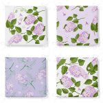 4'lü Renkli Zemin Üzerinde Ortanca Çiçeği Desenli Modern Fermuarlı Sandalye Minderi Seti Realhomes