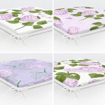 4'lü Renkli Zemin Üzerinde Ortanca Çiçeği Desenli Modern Fermuarlı Sandalye Minderi Seti Realhomes