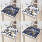 - RealHomes Fermuarlı Sandalye Minderi - Realhomes  4'lü Renkli Zemin Üzerinde Gold Detaylı Yaprak Desenli Modern Fermuarlı Sandalye Minderi Seti Realhomes