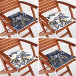 - RealHomes Fermuarlı Sandalye Minderi - Realhomes  4'lü Renkli Zemin Üzerinde Gold Detaylı Yaprak Desenli Modern Fermuarlı Sandalye Minderi Seti Realhomes