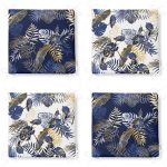 - RealHomes Fermuarlı Sandalye Minderi - Realhomes  4'lü Renkli Zemin Üzerinde Gold Detaylı Yaprak Desenli Modern Fermuarlı Sandalye Minderi Seti Realhomes