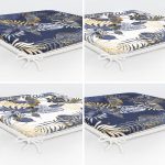 - RealHomes Fermuarlı Sandalye Minderi - Realhomes  4'lü Renkli Zemin Üzerinde Gold Detaylı Yaprak Desenli Modern Fermuarlı Sandalye Minderi Seti Realhomes