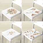 - RealHomes Fermuarlı Sandalye Minderi - Realhomes  4'lü Beyaz Zemin Üzerinde Çiçek Desenli Modern Fermuarlı Sandalye Minderi Seti Realhomes