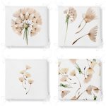 - RealHomes Fermuarlı Sandalye Minderi - Realhomes  4'lü Beyaz Zemin Üzerinde Çiçek Desenli Modern Fermuarlı Sandalye Minderi Seti Realhomes