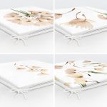 - RealHomes Fermuarlı Sandalye Minderi - Realhomes  4'lü Beyaz Zemin Üzerinde Çiçek Desenli Modern Fermuarlı Sandalye Minderi Seti Realhomes