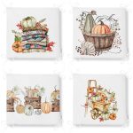 - RealHomes Fermuarlı Sandalye Minderi - Realhomes 4'lü Sepetli Kabak Konsept Dijital Baskılı Modern Fermuarlı Sandalye Minderi Seti Realhomes