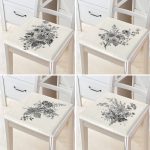 - RealHomes Fermuarlı Sandalye Minderi - Realhomes  4'lü Renkli Zemin Üzerinde Yaprak Desenli Modern Fermuarlı Sandalye Minderi Seti Realhomes