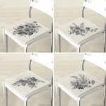 - RealHomes Fermuarlı Sandalye Minderi - Realhomes  4'lü Renkli Zemin Üzerinde Yaprak Desenli Modern Fermuarlı Sandalye Minderi Seti Realhomes