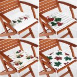 4'lü Ekose Temalı Çanlar Ve Çam Ağacı Yılbaşı Kombin Modern Fermuarlı Sandalye Minderi Seti Realhomes