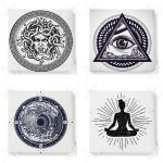 - RealHomes Fermuarlı Sandalye Minderi - Realhomes  4'lü Modern Üçüncü Göz Motifli Fermuarlı Sandalye Minderi Seti Realhomes