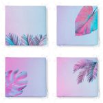 4'lü Neon Tropik Yaprak Desenli Dijital Baskılı Özel Tasarım Fermuarlı Sandalye Minderi Seti Realhomes