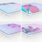 4'lü Neon Tropik Yaprak Desenli Dijital Baskılı Özel Tasarım Fermuarlı Sandalye Minderi Seti Realhomes