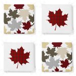 - RealHomes Fermuarlı Sandalye Minderi - Realhomes 4'lü Yaprak Tasarımlı Ekoseli Yılbaşı Konsept Modern Fermuarlı Sandalye Minderi Seti Realhomes