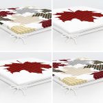 - RealHomes Fermuarlı Sandalye Minderi - Realhomes 4'lü Yaprak Tasarımlı Ekoseli Yılbaşı Konsept Modern Fermuarlı Sandalye Minderi Seti Realhomes