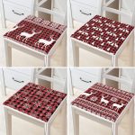 - RealHomes Fermuarlı Sandalye Minderi - Realhomes  4'lü Yılbaşı Özel Tasarım Ekose Zeminli Geyik Ve Kar Taneleri Fermuarlı Sandalye Minderi Seti Realhomes