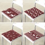 - RealHomes Fermuarlı Sandalye Minderi - Realhomes  4'lü Yılbaşı Özel Tasarım Ekose Zeminli Geyik Ve Kar Taneleri Fermuarlı Sandalye Minderi Seti Realhomes