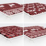 - RealHomes Fermuarlı Sandalye Minderi - Realhomes  4'lü Yılbaşı Özel Tasarım Ekose Zeminli Geyik Ve Kar Taneleri Fermuarlı Sandalye Minderi Seti Realhomes