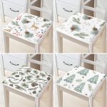 - RealHomes Fermuarlı Sandalye Minderi - Realhomes  4'lü Beyaz Zemin Üzerinde Kozalak Desenli Modern Fermuarlı Sandalye Minderi Seti Realhomes